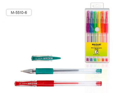 Набор гел. ручек 06 цв. Mazari "Липа" рез. держ.