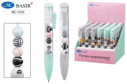Ручка шар. авто Basir "Мячи" с фигуркой, 0,5 мм, синяя
