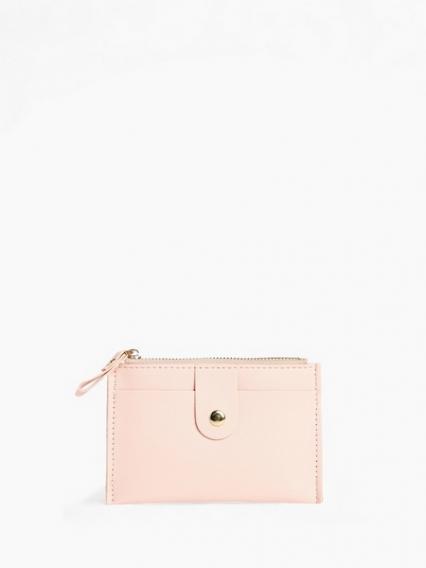 Картхолдер на молнии, розовый, экокожа