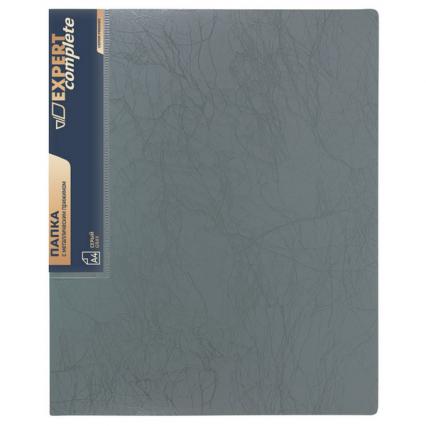 Папка с боковым зажимом Expert Complete "Премьер" внутр. карман, торцевой карман, серая