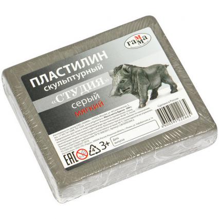 Пластилин скульптурный мягкий серый ГАММА 0,5 кг  