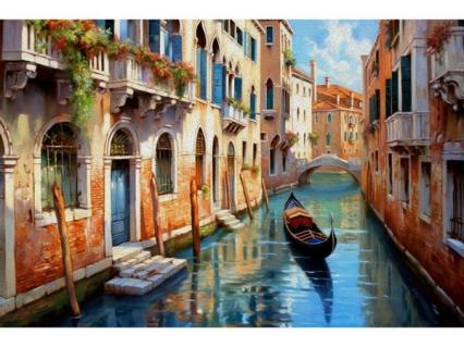 Алмазная мозаика с полн. зап. 30*40 см ПП "Тихое утро Венеции" подрамник