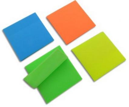 Бум. с клеев. кр. 75*75 мм 50 л. пласт., цв. тонир.