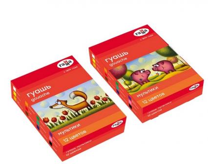 Гуашь 12 цв. ГАММА "Мультики" 20 мл 