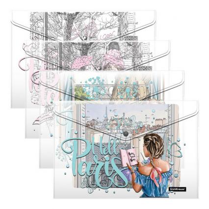 Папка-конверт на кнопке А4 ЕК "Dreamy Girls" асс.