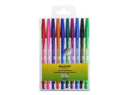 Набор ручек 10 цв. шар. Mazari "Стилус" 0,7 мм