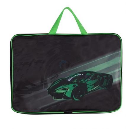 Папка-сумка текст. с ручками для рис. и чертеж. А3 Кокос "Зеленая машина" 