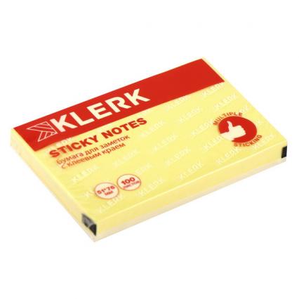 Бум. с клеев. кр. 76*127 мм пастель желтый Klerk 100 л.  