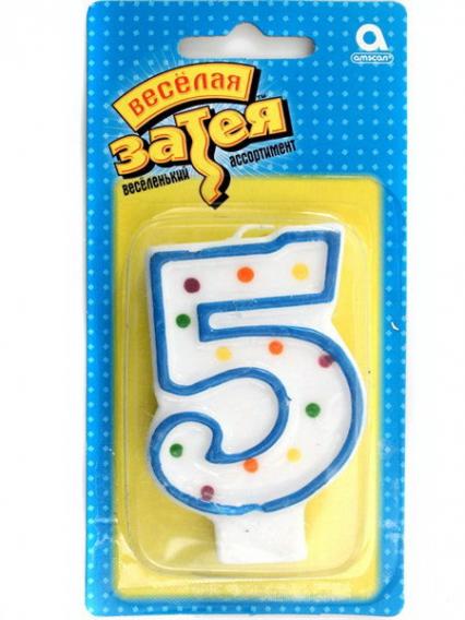 Свеча-цифра "5" 7,6 см 