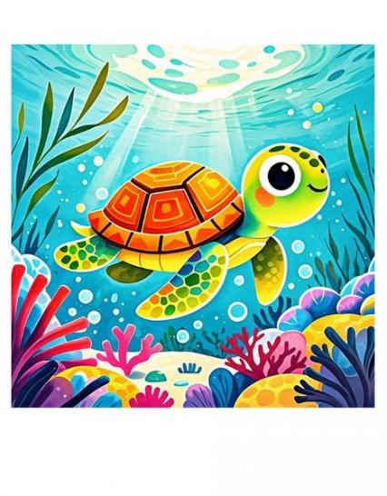 Алмазная мозаика 30*30 см Mazari "Черепашка" подрамник