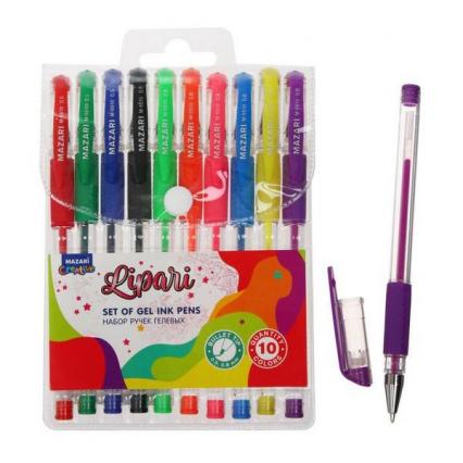 Набор гел. ручек 10 цв. Mazari "Липа" рез. держ.