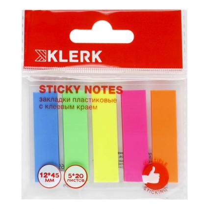 Набор закладок с клеев. кр. пластик. 12*45 мм 5*25 л. Klerk "Стрелки" неон