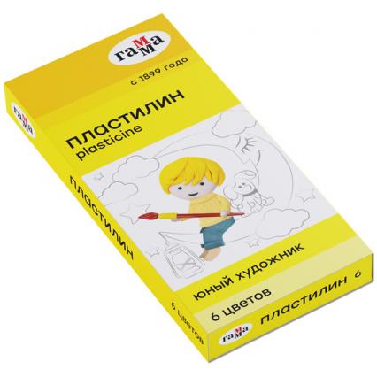 Пластилин 06 цв. ГАММА "Юный художник" 84 г, со стеком