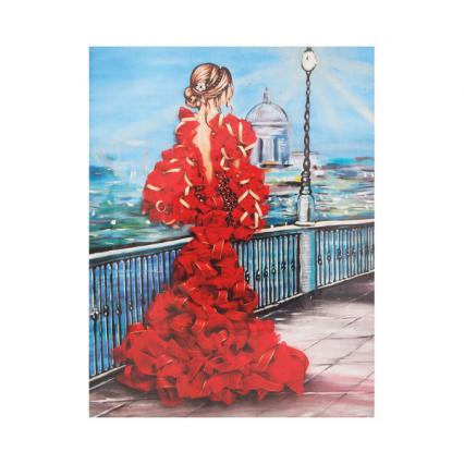 Мозаика из пайеток 30*40 см Волшебная мастерская "Девушка в красном" холст
