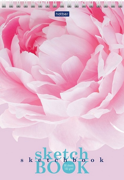 Скетчбук А5 греб. 80 л. Х "Аромат пиона" 100 г/м2, жестк. подложка