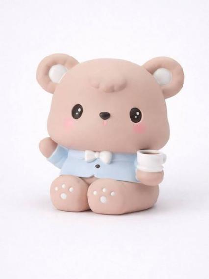 Копилка пласт. "Ученый медведь" корич., 17 см