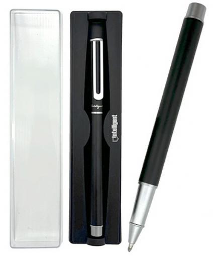 Ручка подар. шар. повор. в футл. Intelligent 0,7 мм, синяя, корпус черная/серебро
