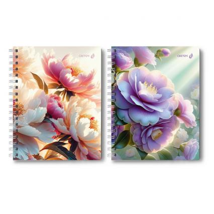 Тетрадь тв. обл. 80 л. кл. греб. Светоч "Цветение" 