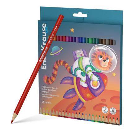 Карандаши 24 цв. ЕК "Звери в космосе" трехгр., пластиковые