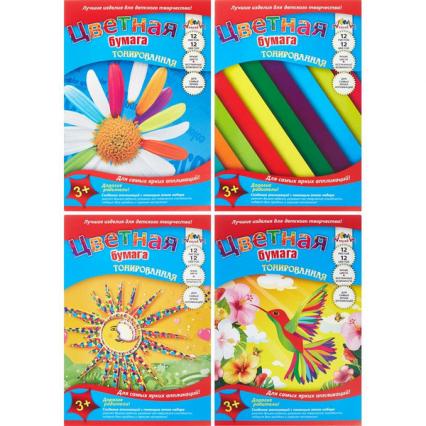 Бумага цв. А4 Тониров. 12 л. 12 цв. Апплика 