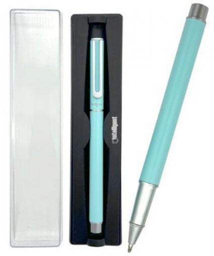Ручка подар. шар. повор. в футл. Intelligent 0,7 мм, синяя, корпус мятн./серебро