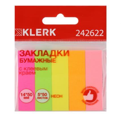 Набор закладок с клеев. кр. бум. 14*50 мм 4*25 л. Klerk неон