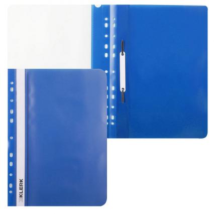 Скоросшиватель пл. с перфорацией А4 Klerk син.