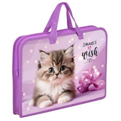 Папка с ручками А4 Ковров "Котик в горошках" 