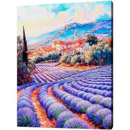 Картина по номерам 30*40 см ПП "Поле лаванды на юге Франции" подрамник