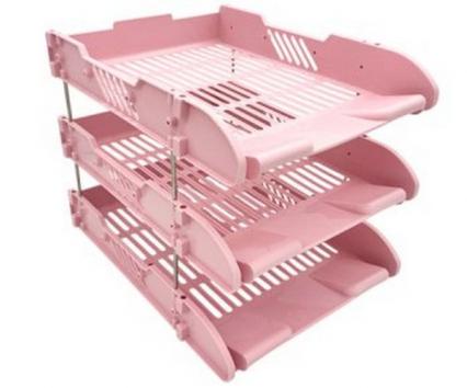 Набор поддонов для бум. 3 шт. Intelligent на мет. стержн., розовый