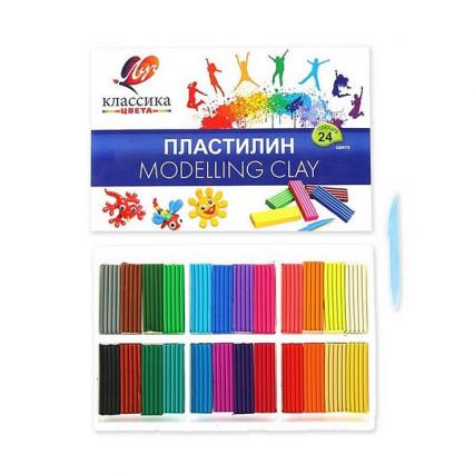 Пластилин 24 цв. ЛУЧ "Классика" 480 г, со стеком 