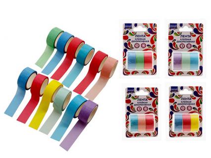 Набор клейкой ленты для декора 3 шт. 1,5 см*3 м Mazari 