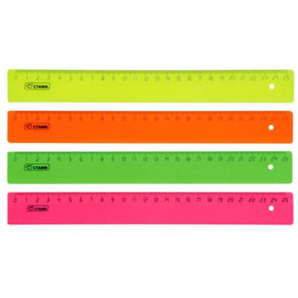 Линейка 25 см СТАММ "Неон" цв. непрозр.