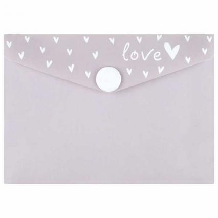 Папка-конверт на кнопке А7 105*74 мм Ф+ "Сердечко на бежевом"