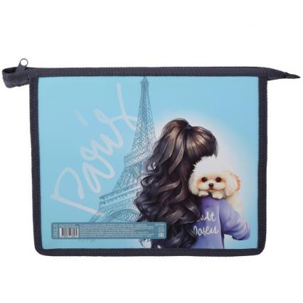 Папка для тетр. А5 1 отд. Кокос "С мальтипу в Париже" на молнии