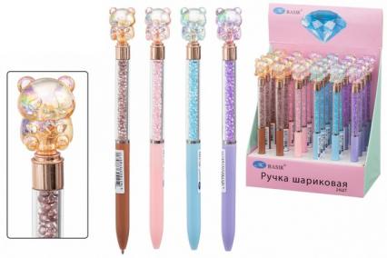 Ручка поворот. Basir "Мишка" с фигуркой, 0,5 мм, синяя 