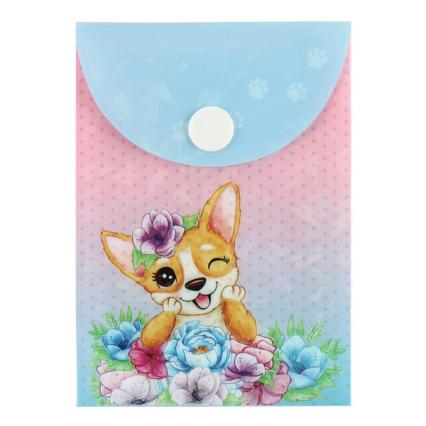 Папка-конверт на кнопке А7 75*105 мм Кокос "Pretty Puppy" 