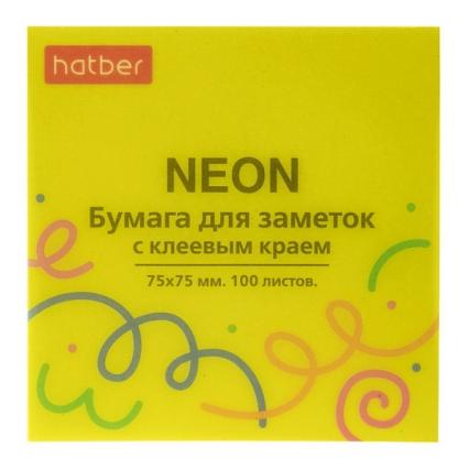 Бум. с клеев. кр. 75*75 мм неон желтый Х 100 л. 