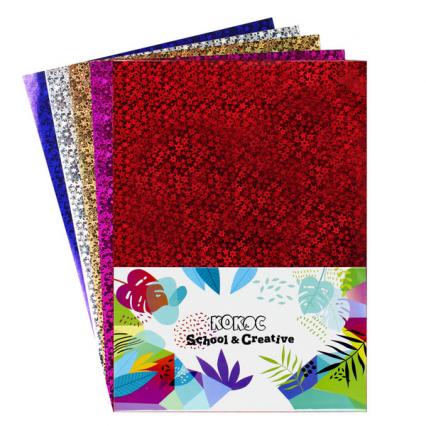 Бумага цв. А4 Самокл. Голографическая 05 л. 05 цв. Кокос