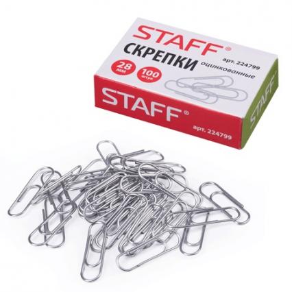 Скрепки 28 мм 100 шт. Staff оцинкованные