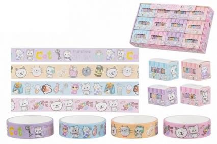 Клейкая лента для декора 1,5 см*2 м "Кошки"