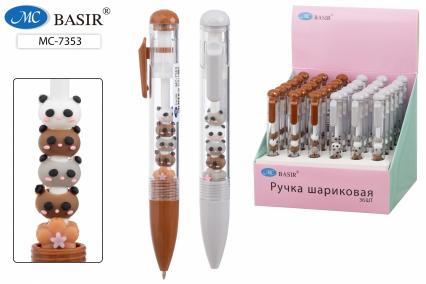 Ручка шар. авто Basir "Мишки" с фигуркой, 0,5 мм, синяя