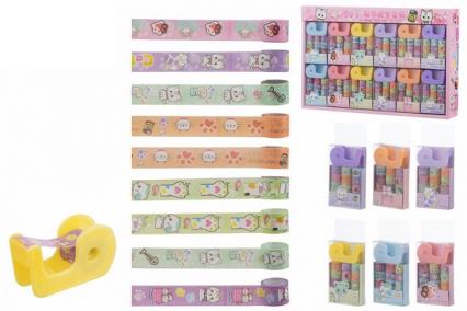 Набор клейкой ленты для декора 9 шт. Basir "Кошки. Лапки" диспенсер