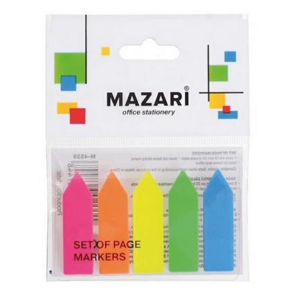 Набор закладок с клеев. кр. пластик. 12*44 мм 5*25 л. Mazari
