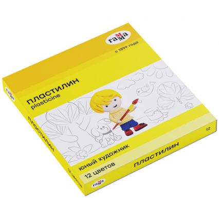 Пластилин 12 цв. ГАММА "Юный художник" 168 г, со стеком 