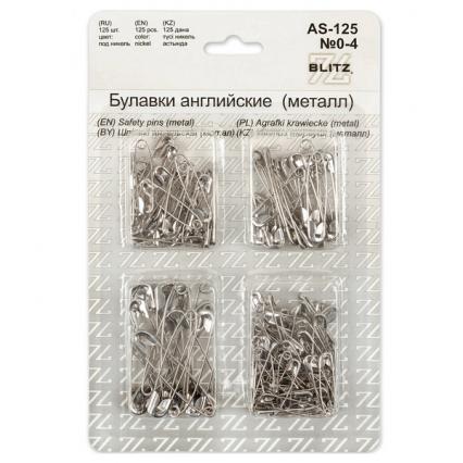Булавки английские 125 шт. Blitz №01 28,32,36,45,55 мм 