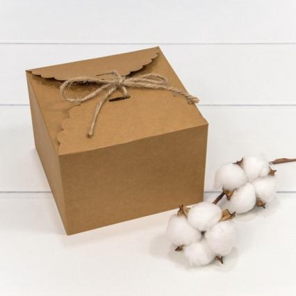 Коробка подар. складная OMG крафт с бечевкой 14*14*10 см