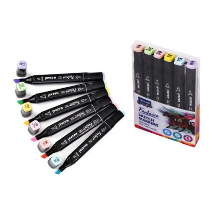 Набор скетч-маркеров 06 цв. Mazari "Фантазия" пастельные цвета, кругл./скош.