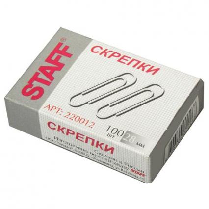 Скрепки 28 мм 100 шт. Staff