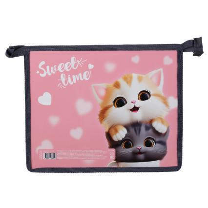 Папка для тетр. А5 1 отд. Кокос "Милые котята" на молнии